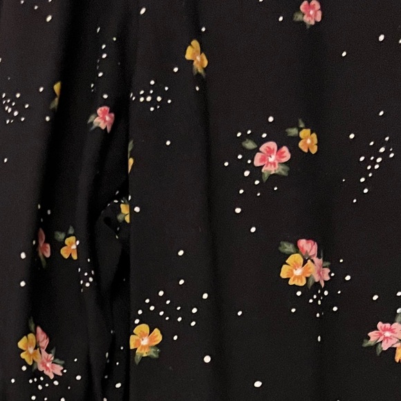 Old Navy Black Dress w/Pink & Yellow Floral Print & Tiny White Dots - Picture 9 of 15